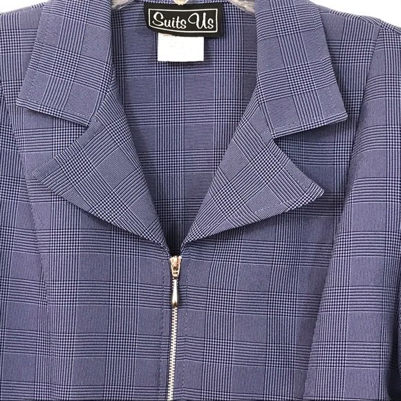 2 pc Suit Set Short Sleeve Zip Blazer and Skirt Business Purple - Picture 3 of 8